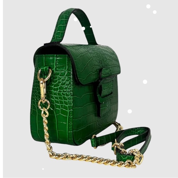 New Cheval Firenze Beatrice Made In Italy Leather Croc Embossed Crossbody - Picture 2 of 15